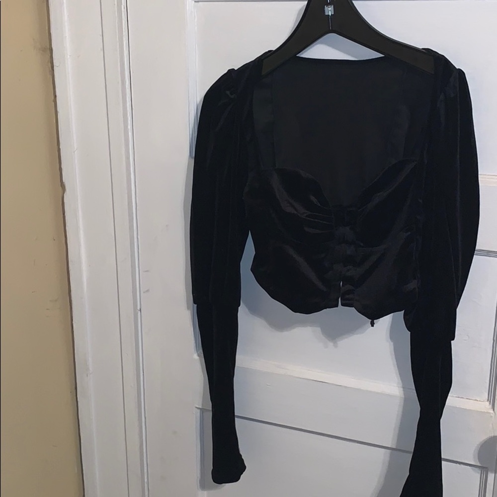 Puff sleeve crop corset top